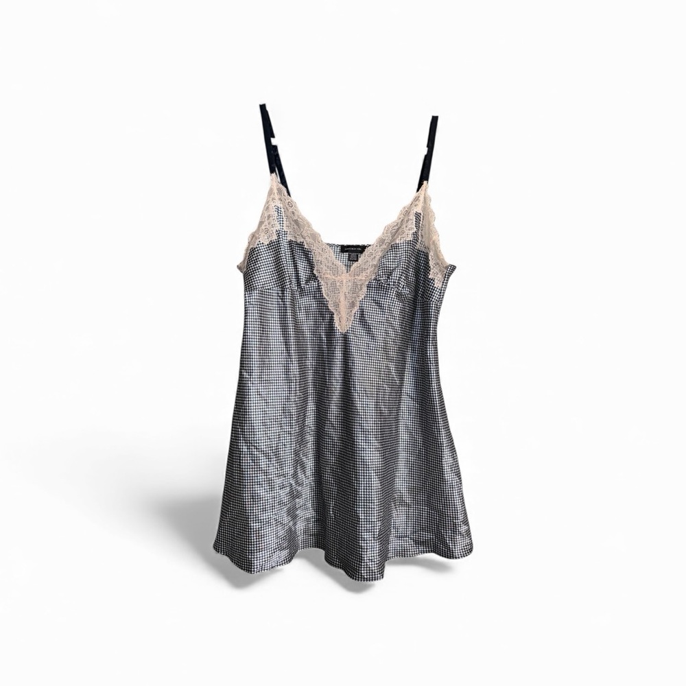 Jones New York XL Black and Cream Houdstooth Lace Chemise